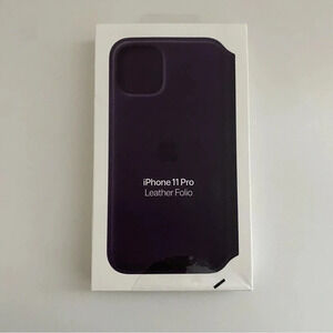 Apple iPhone 11 Pro Natural  Leather Folio Phone Case Aubergine SEALED NEW